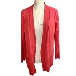 Coldwater Creek Knit Cardigan Sweater Size M Pink Open Front Western Office